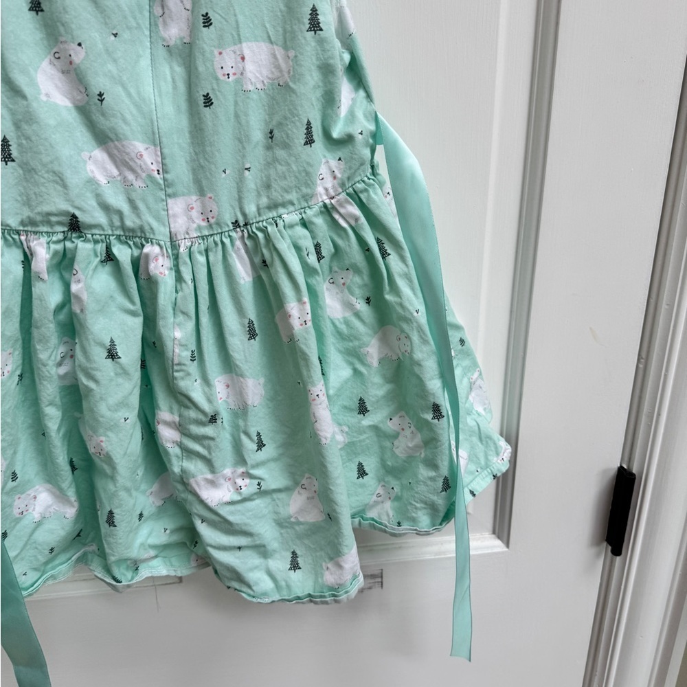 Girls Size 4 Mint Green Polar Bear Print Sleeveless Kids Flare Dress - Picture 6 of 6